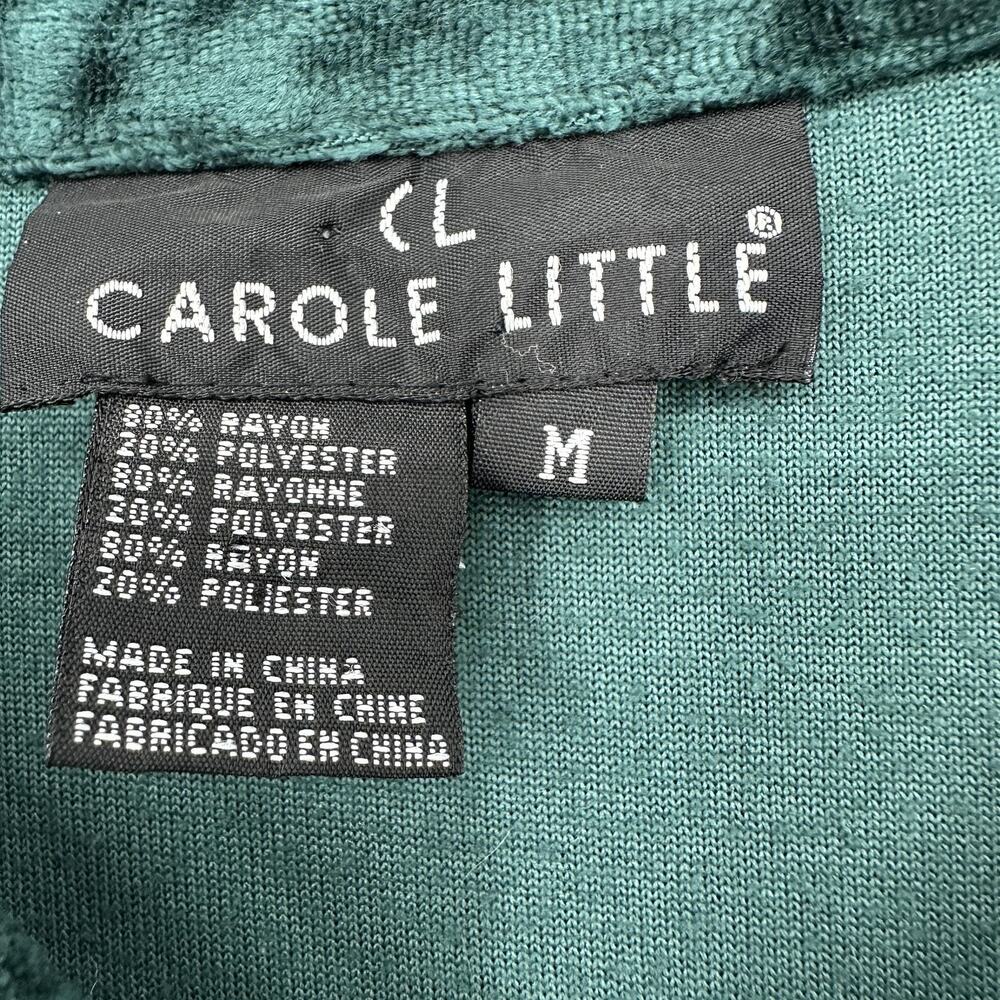 Carole Little Shirt Womens Medium Green Velvet Velour Button Front Long Sleeve - Picture 6 of 11
